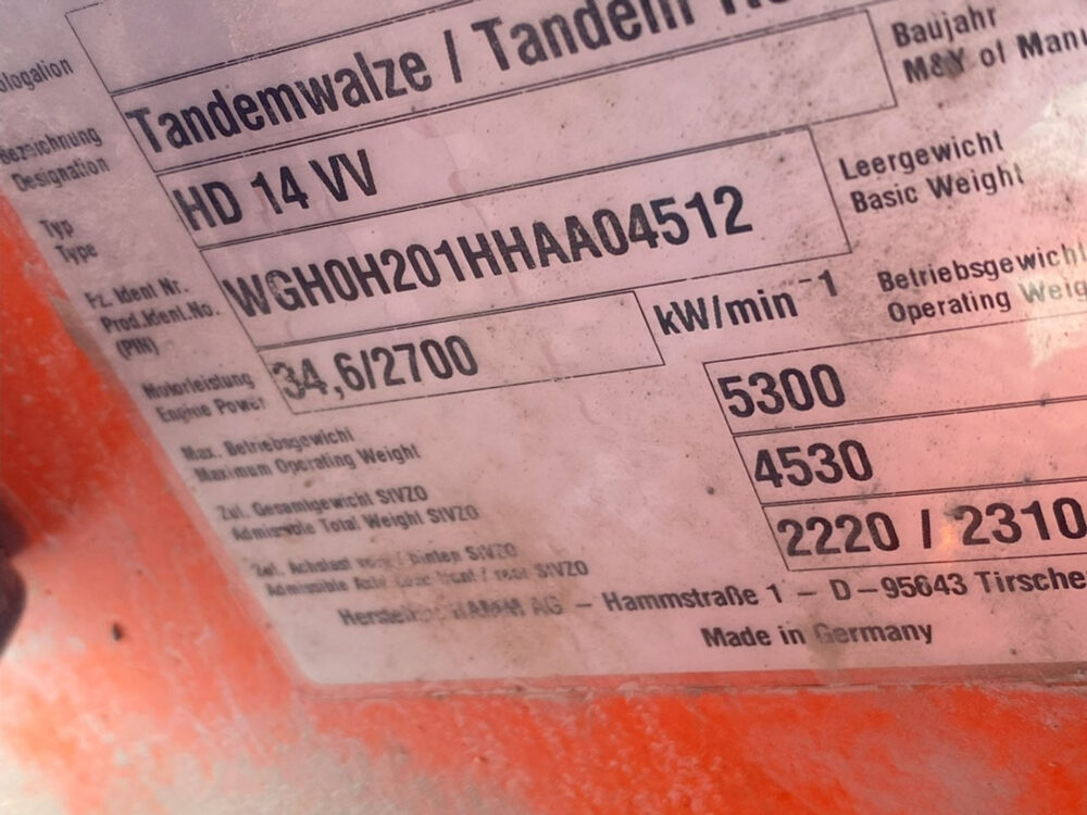 Hamm HD14 VV tandemwals