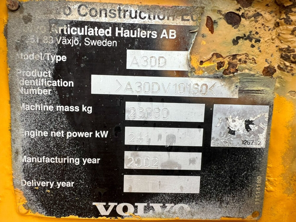 Volvo A30D 6×6 dumper