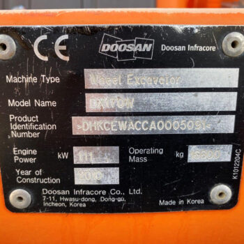 Doosan DX170W mobiele graafmachine