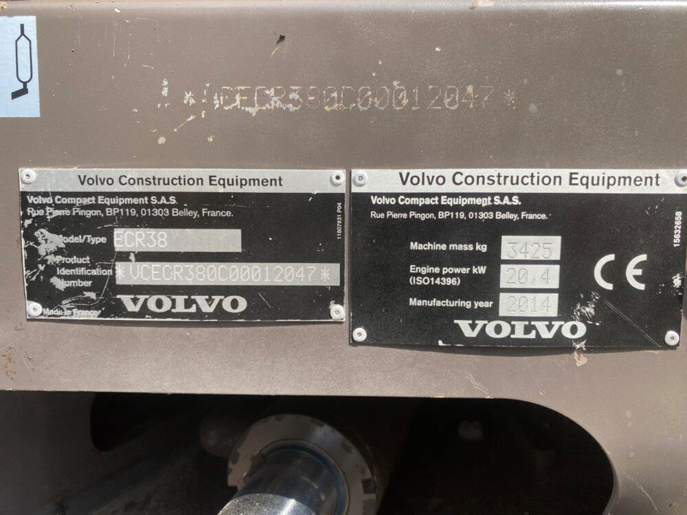 Volvo ECR38 minigraafmachine