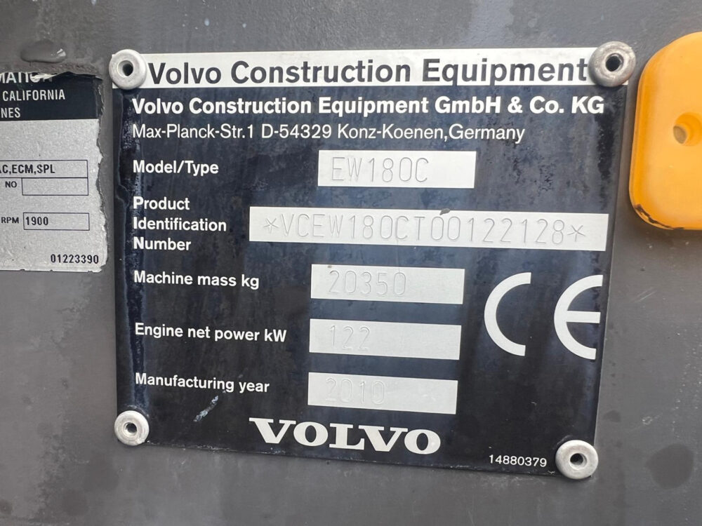 Volvo EW180 C mobiele graafmachine