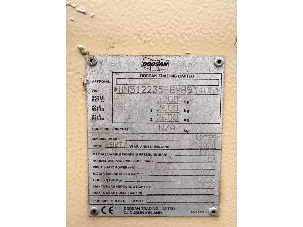 Ingersoll Rand 12/235 mobiele compressor