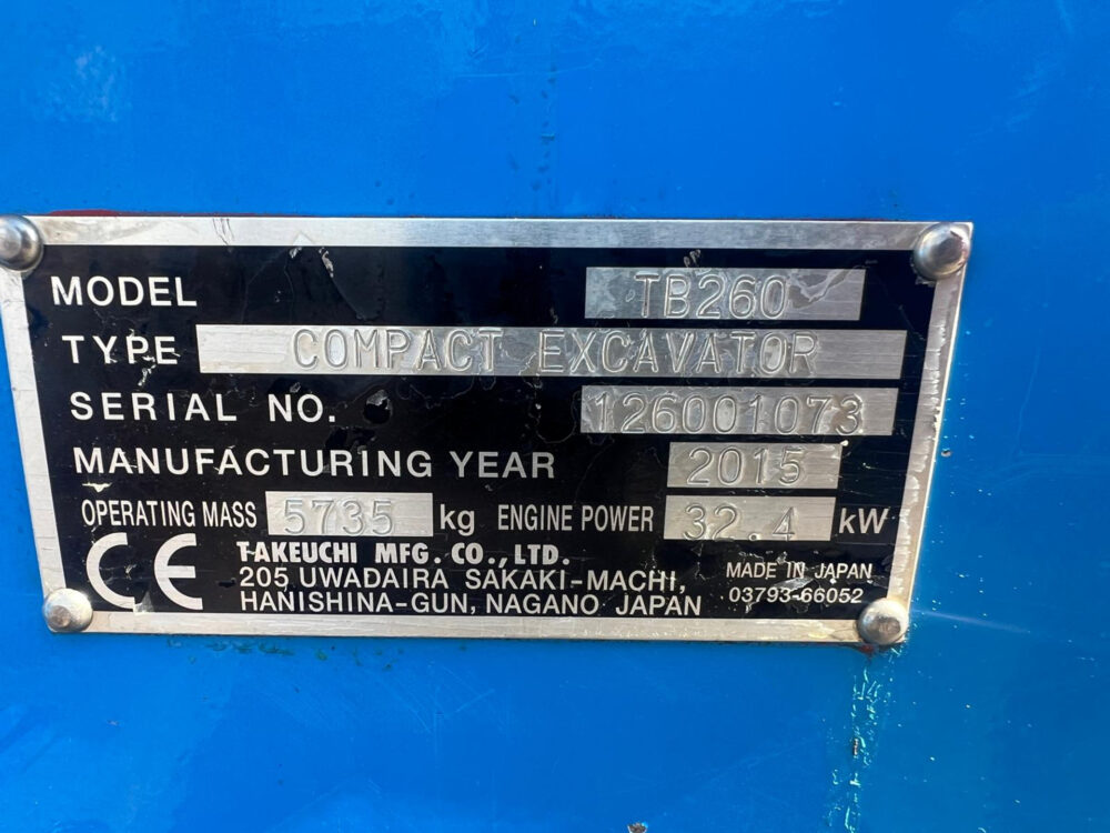 Takeuchi TB260 Mini rupsgraafmachine