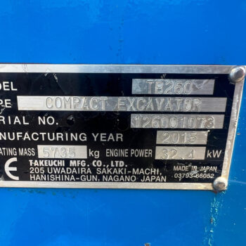 Takeuchi TB260 Mini rupsgraafmachine