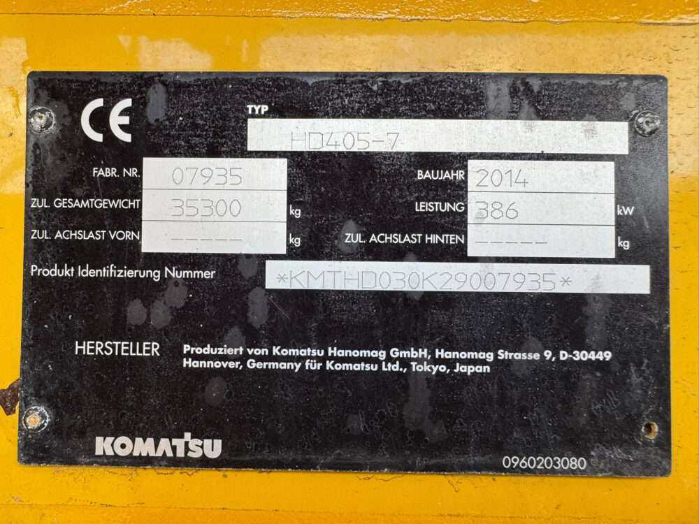 Komatsu HD405-7 dumper